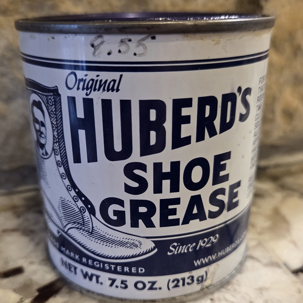 Vintage Huberd's Shoe Grease 7.5 Oz Can Nearly Full Collectible Tin